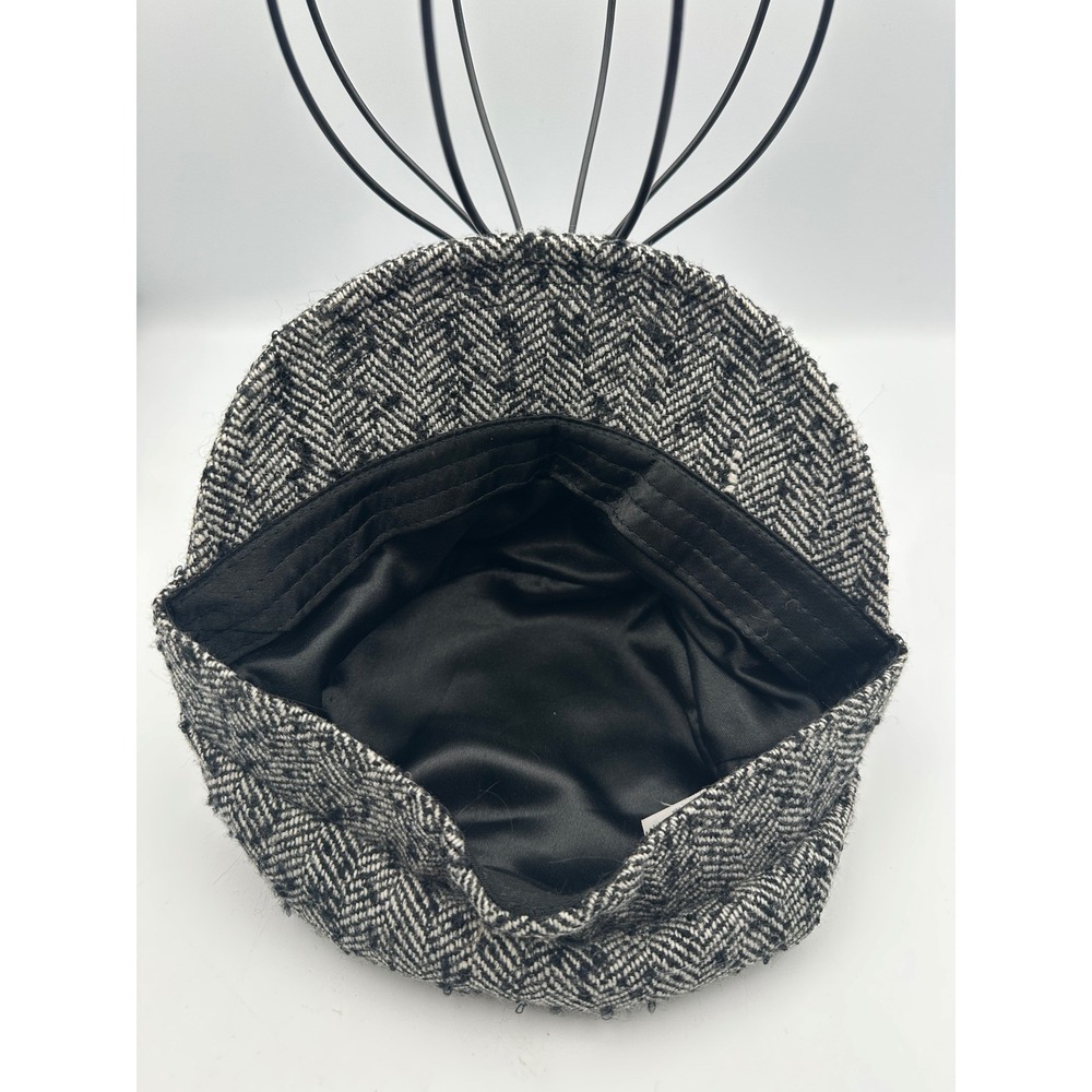 Prana Newsboy Hat Women One Size Black White Herringbone Wool Blend Cadet Cap - Picture 7 of 10